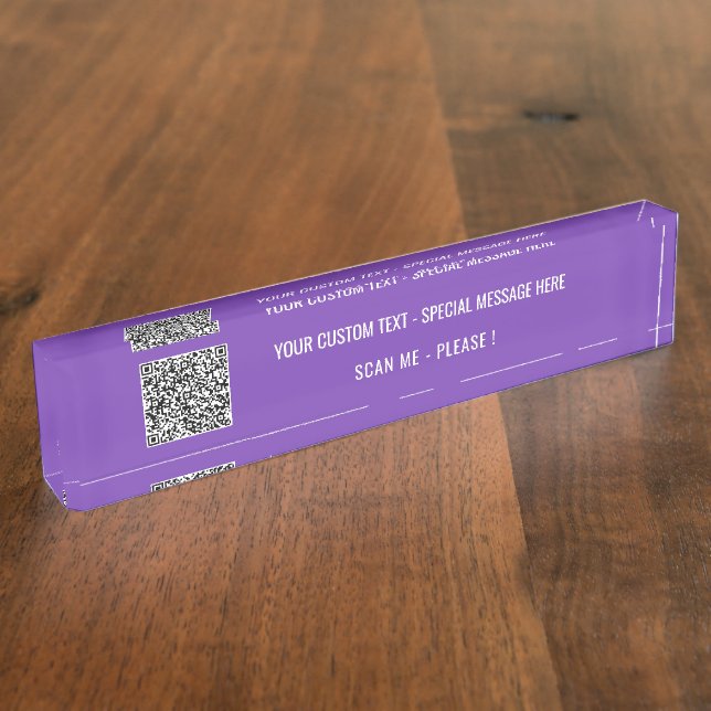Your QR Code Custom Text Desk Name Plate Example (Side)
