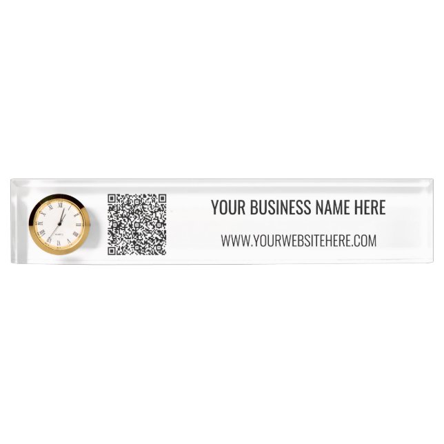 Your QR Code Custom Text Desk Name Plate Example (Front)