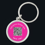 Your QR Code Custom Text Keychain Choose Colour<br><div class="desc">Choose Colours and Font - Keychains with Your Special QR Code Info and Custom Text Personalized Modern Keychain Gift - Add Your QR Code - Image or Logo - photo / Text - Name or other info / message - Resize and Move or Remove / Add Elements - Image /...</div>