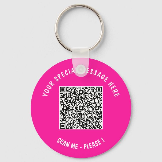 Your QR Code Custom Text Keychain - Choose Colour (Front)