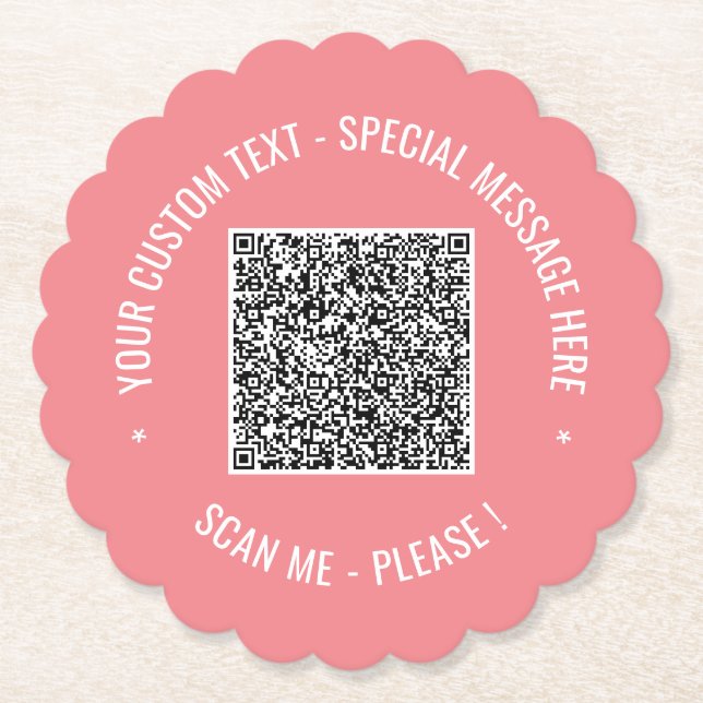 Your QR Code Custom Text Paper Coaster Example (Front)