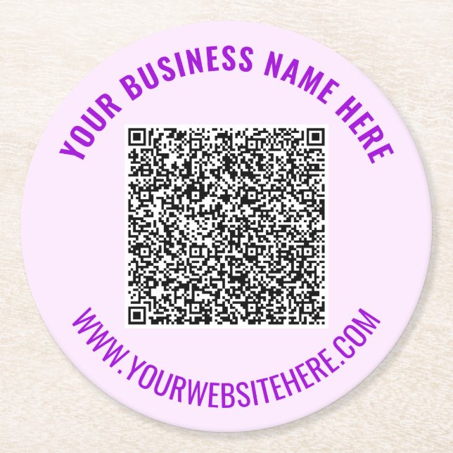 Your QR Code Custom Text Paper Coaster Template (Front)