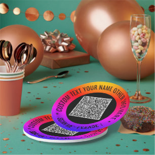 Your QR Code Custom Text Personalized Paper Plates