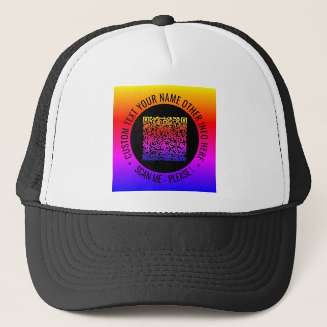 Your QR Code Custom Text Personalized Trucker Hat (Front)