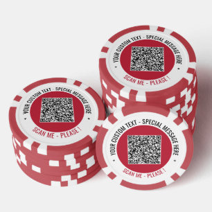 Your QR Code Custom Text Poker Chips Choose Colour