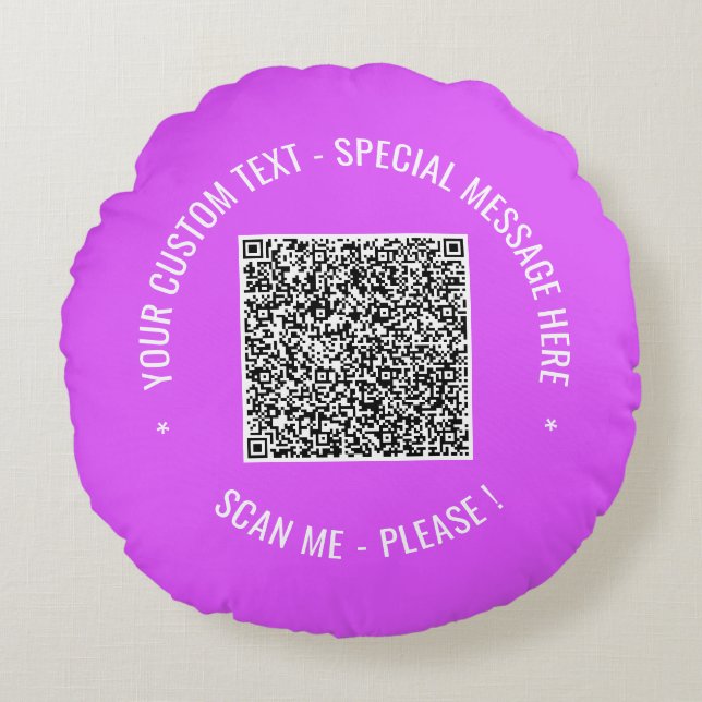 Your QR Code Custom Text Round Pillow Choose Colou (Front)
