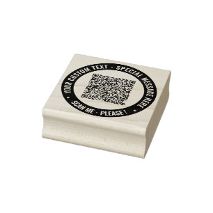 Your QR Code Custom Text Round Rubber Stamp