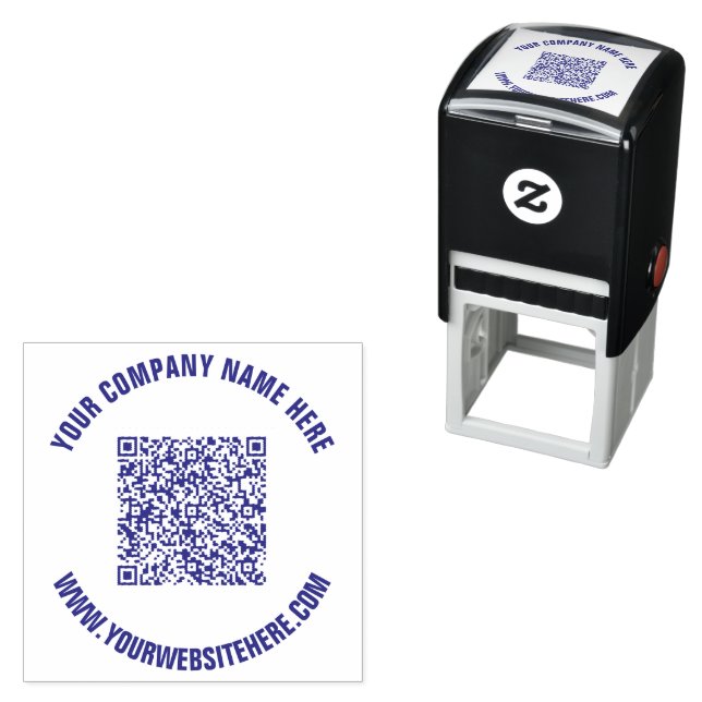 Your QR Code Custom Text Round Self-inking Stamp (In Situ)