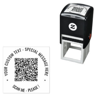 Your QR Code Custom Text Round Self-inking Stamp