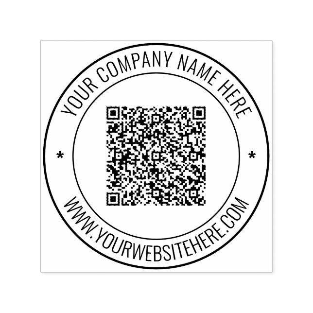 Your QR Code Custom Text Round Self-inking Stamp (Design)
