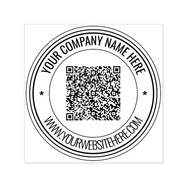 Your QR Code Custom Text Round Self-inking Stamp (Design)