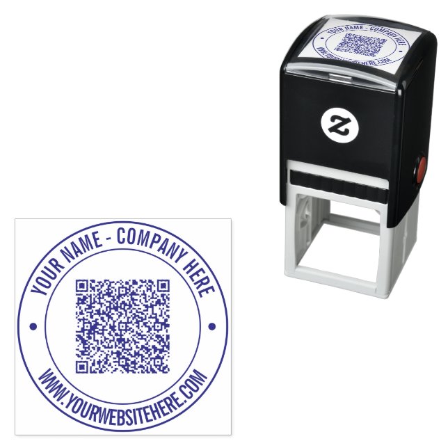 Your QR Code Custom Text Round Self-inking Stamp (In Situ)