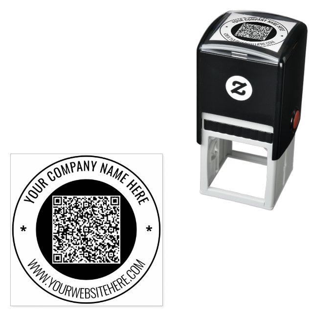 Your QR Code Custom Text Round Self-inking Stamp (In Situ)