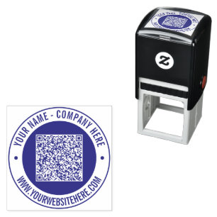 Your QR Code Custom Text Round Self-inking Stamp