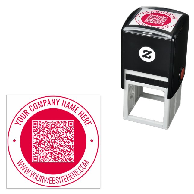 Your QR Code Custom Text Round Stamp Choose Colour (In Situ)