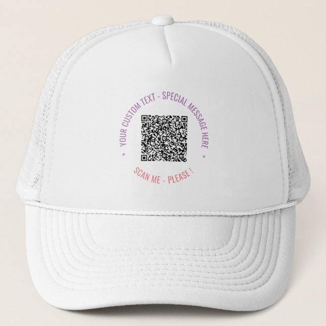 Your QR Code Custom Text Trucker Hat Template (Front)