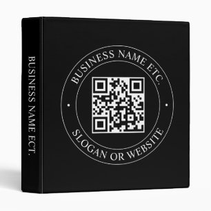 Your QR code & Editable Text   Black & White Binder