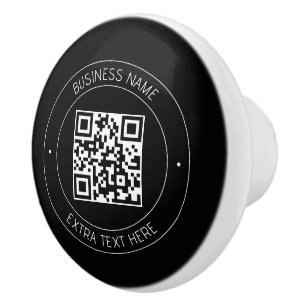 Your QR code & Editable Text Black & White Ceramic Knob