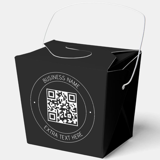 Your QR code & Editable Text | Black & White Favor Box (Front)