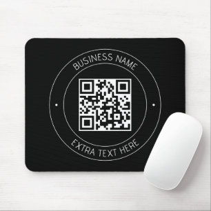 Your QR code & Editable Text   Black & White Mouse Pad
