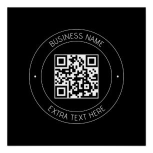 Your QR code & Editable Text   Black & White Poster