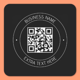 Your QR code & Editable Text   Black & White Square Sticker