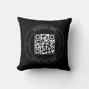 Your QR code & Editable Text Black & White Throw Pillow