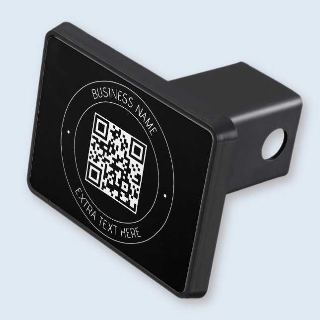 Your QR code & Editable Text | Black & White Trailer Hitch Cover (Creator Uploaded)