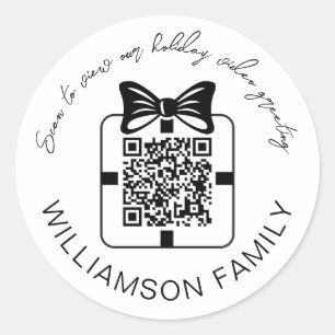 Your QR Code Family Video Message Holiday Greeting Classic Round Sticker