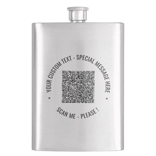 Your QR Code Flask Gift Scan Info and Custom Text (Front)