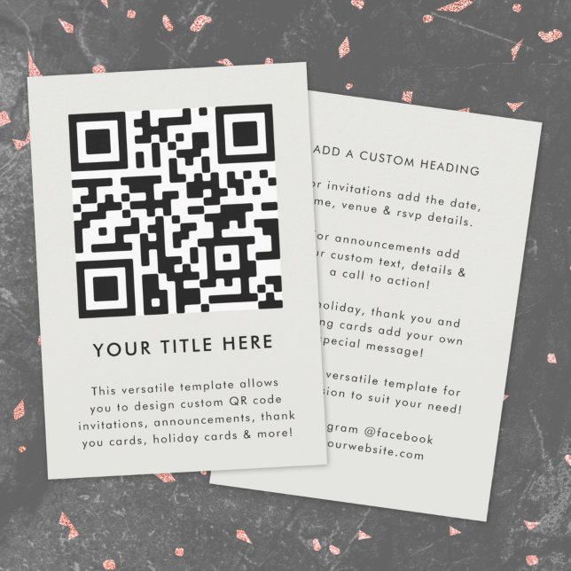 Your QR Code | Grey Modern Minimalist Simple Invitation (Modern smart QR code gray invitation template by Guava - versatile, stylish, and customizable)