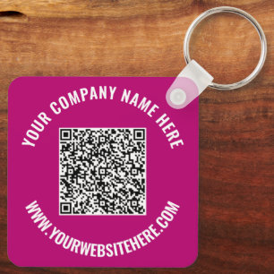 Your QR Code Info and Text Keychain Custom Colours