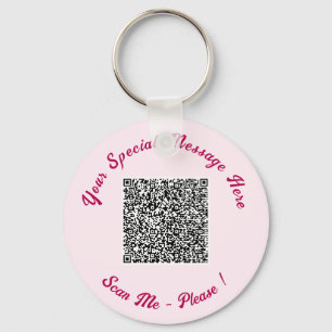 Your QR Code Info Custom Text and Colours Keychain