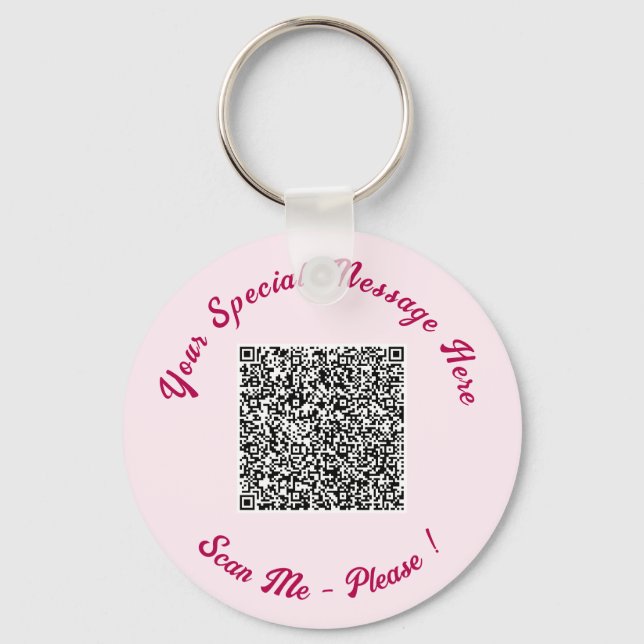 Your QR Code Info Custom Text and Colours Keychain (Front)
