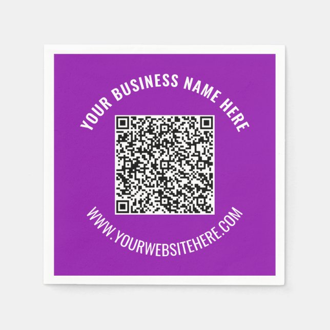 Your QR Code Info Custom Text and Colours Napkins (Front)