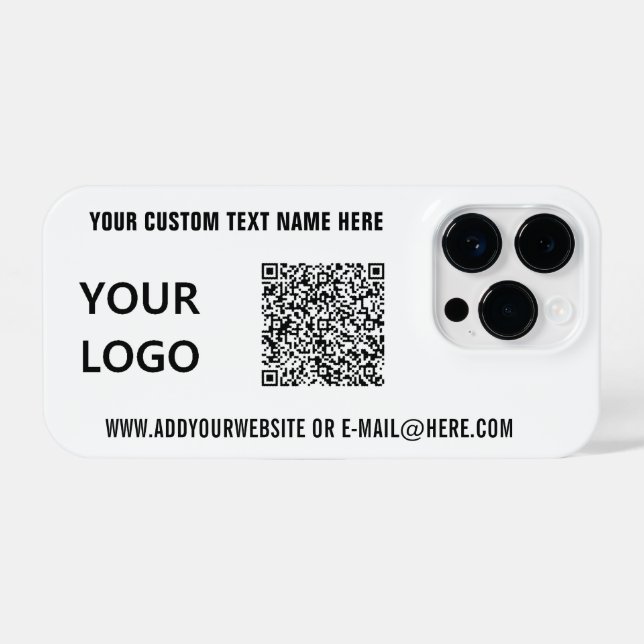 Your QR Code Info Custom Text and Logo iPhone Case (Back Horizontal)
