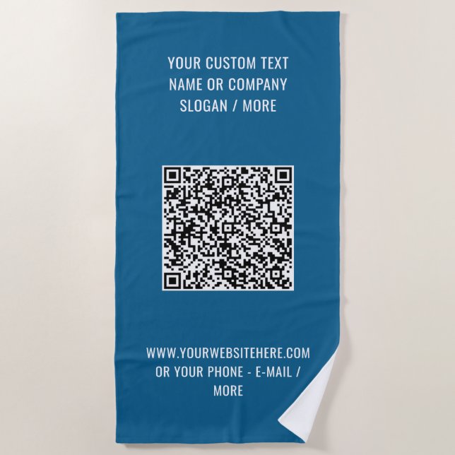 Your QR Code Info Text and Colours Beach Towel Gif (Front)