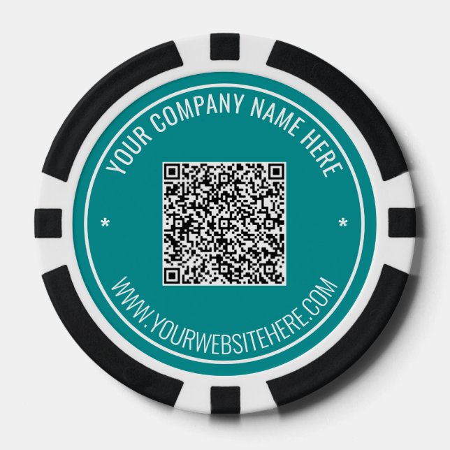Your QR Code Info Text Branded Poker Chips Example (Front)