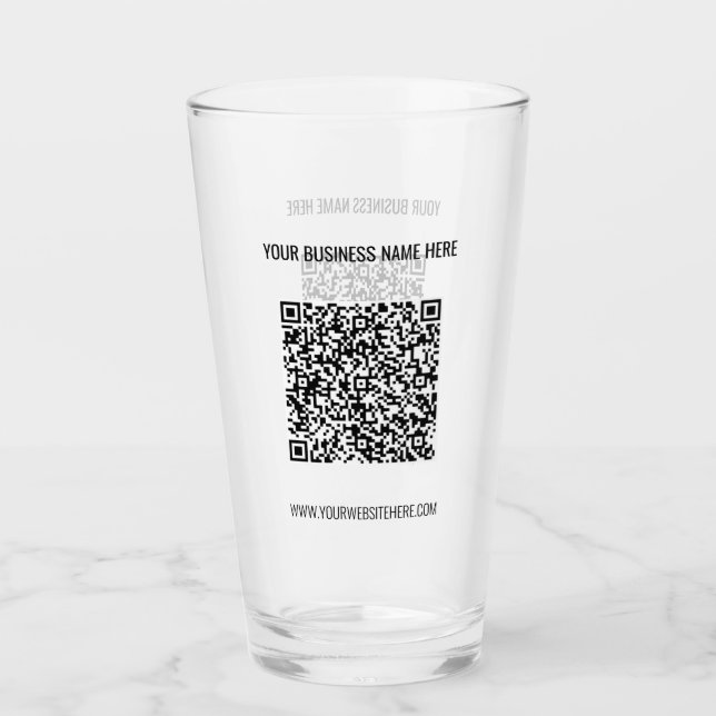 Your QR Code Info Text Business Promotional Glass (Front)
