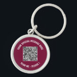 Your QR Code IScan nfo Custom Text Keychain<br><div class="desc">Choose Colors and Font - Keychains with Your Special QR Code Info and Custom Text Personalized Modern Keychain Gift - Add Your QR Code - Image or Logo - photo / Text - Name or other info / message - Resize and Move or Remove / Add Elements - Image /...</div>