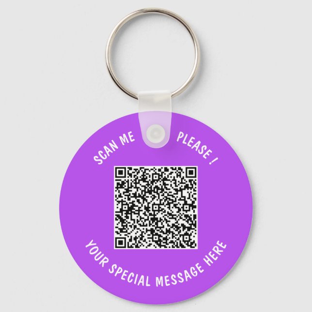 Your QR Code Keychain Custom Text - Choose Colours (Front)