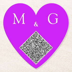 Your QR Code Letters Wedding Heart Paper Coasters
