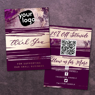 Your QR Code & Logo Modern Thank You Real Foil Holiday Card