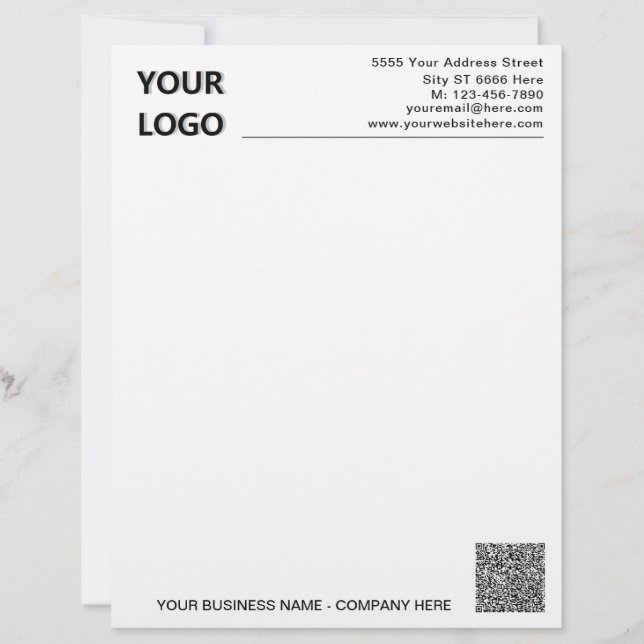Your QR Code Logo Name Info Buziness Letterhead  (Front)