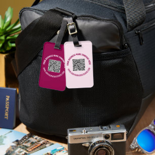 Your QR Code Luggage Tag Custom Text and Colours