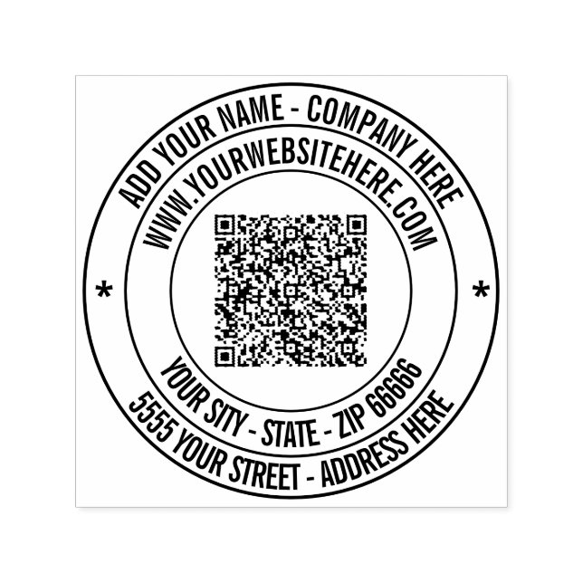 Your QR Code Name Address Website Round Stamp (Design)