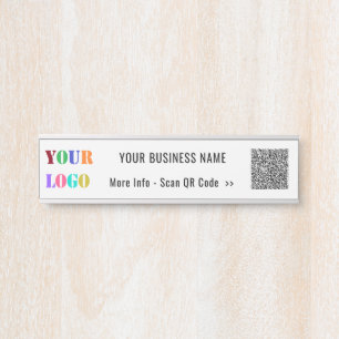 Your QR Code Name and Logo Business Door Sign
