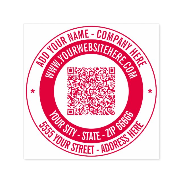 Your QR Code Name Info Address Colour Round Stamp (Design)