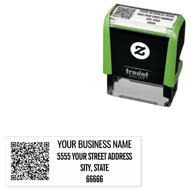 Your QR Code Name Return Address Stamp Example (In Situ)