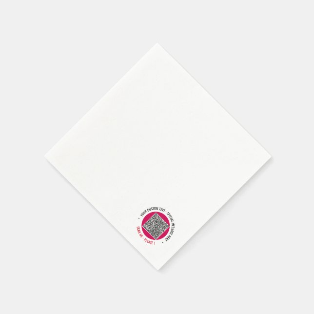 Your QR Code Napkins Example with Custom Text (Corner)